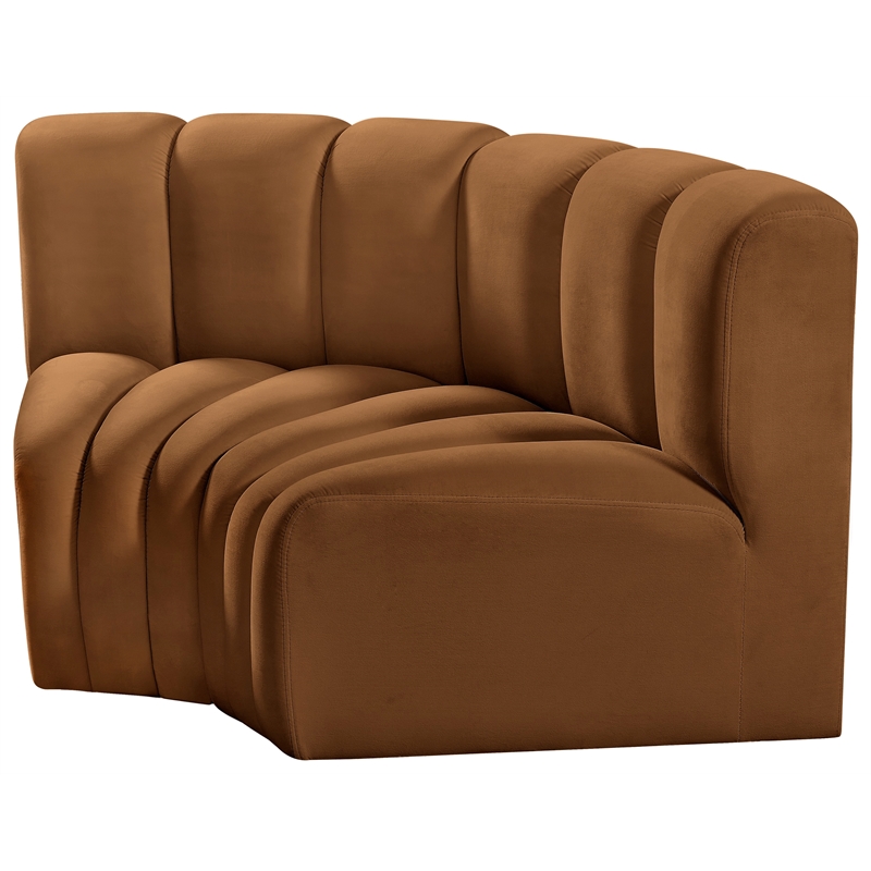 Bowery Hill Contemporary Soft Saddle Velvet Modular Sectional