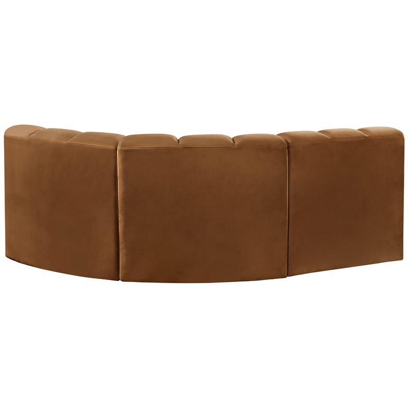 Bowery Hill Contemporary Soft Saddle Velvet Modular Sectional