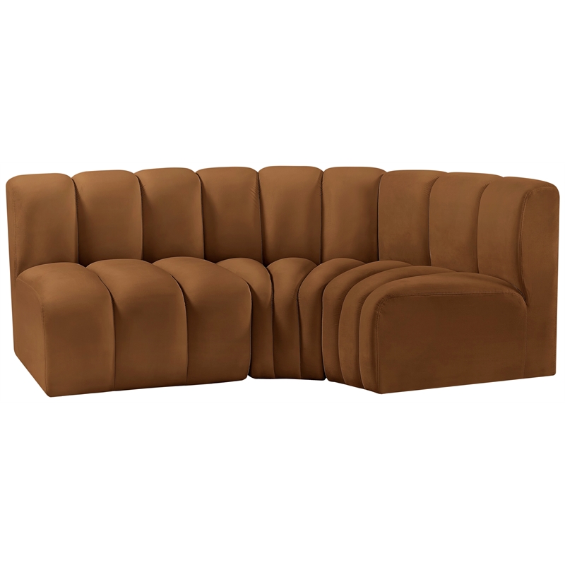 Bowery Hill Contemporary Soft Saddle Velvet Modular Sectional