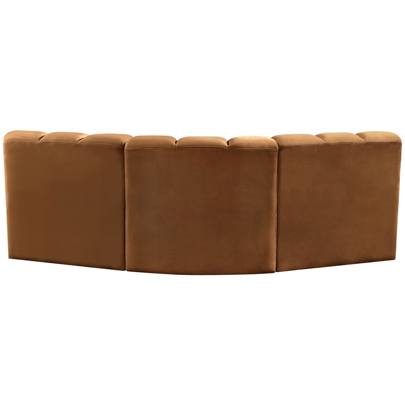 Bowery Hill Contemporary Soft Saddle Velvet Modular Sectional