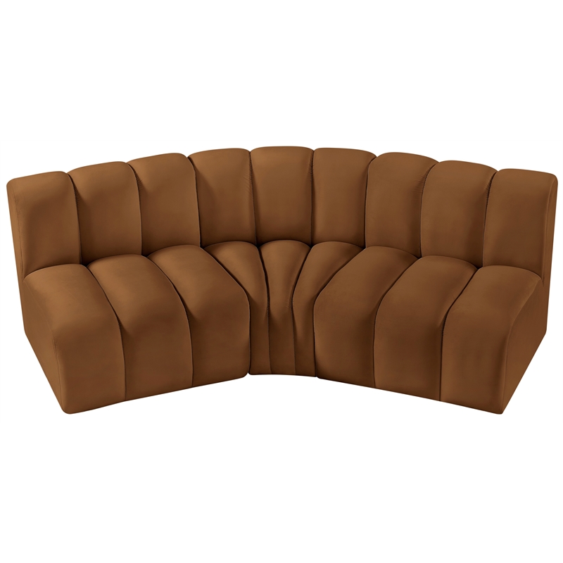 Bowery Hill Contemporary Soft Saddle Velvet Modular Sectional