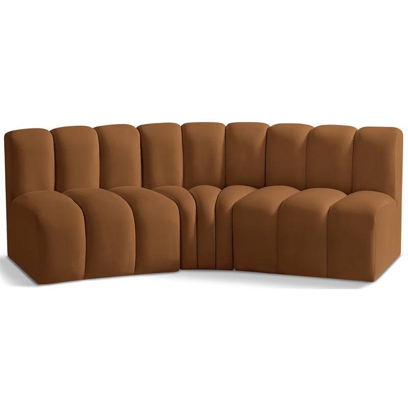 Bowery Hill Contemporary Soft Saddle Velvet Modular Sectional