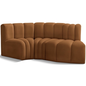 Bowery Hill Contemporary Soft Saddle Velvet Modular Sectional