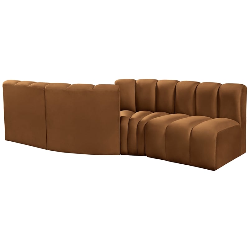 Bowery Hill Contemporary Soft Saddle Velvet Modular Sectional