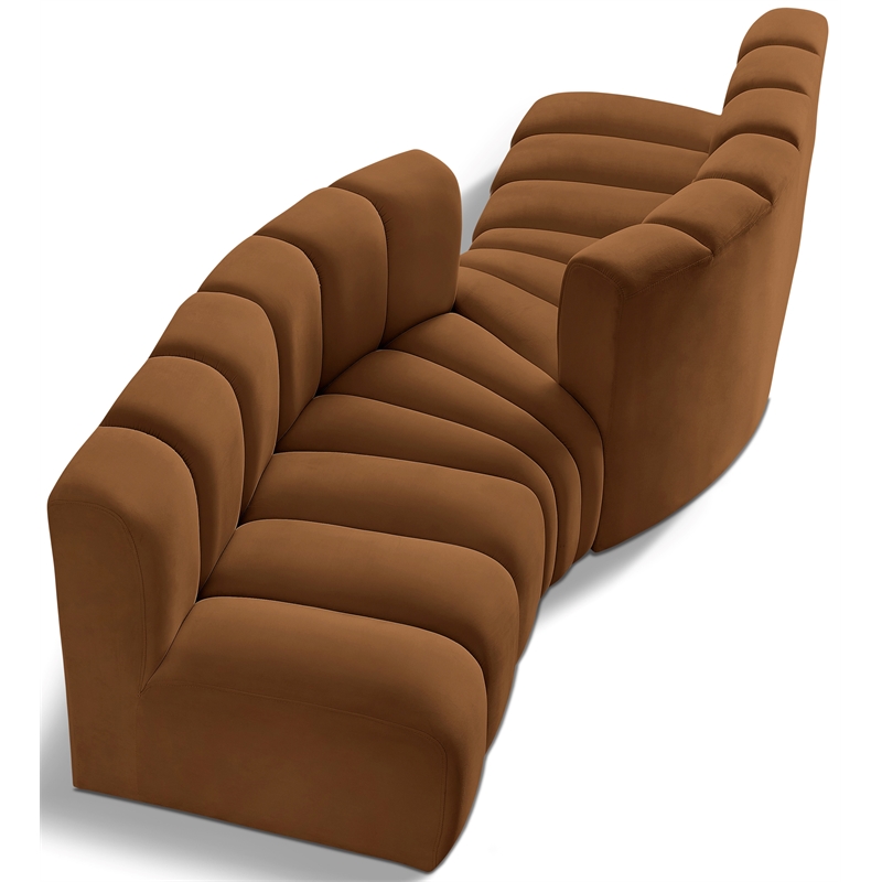 Bowery Hill Contemporary Soft Saddle Velvet Modular Sectional