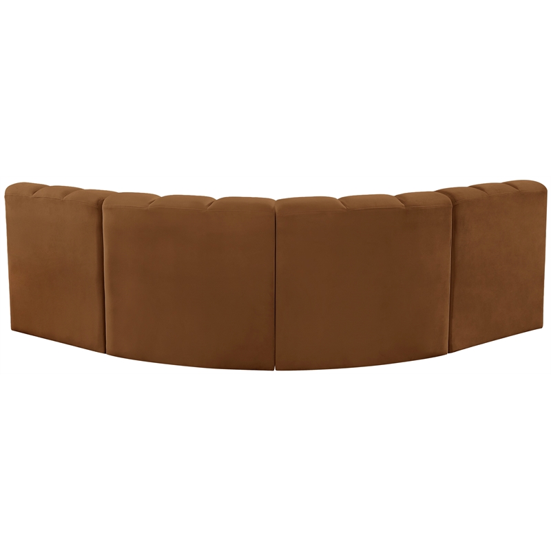 Bowery Hill Contemporary Soft Saddle Velvet Modular Sectional