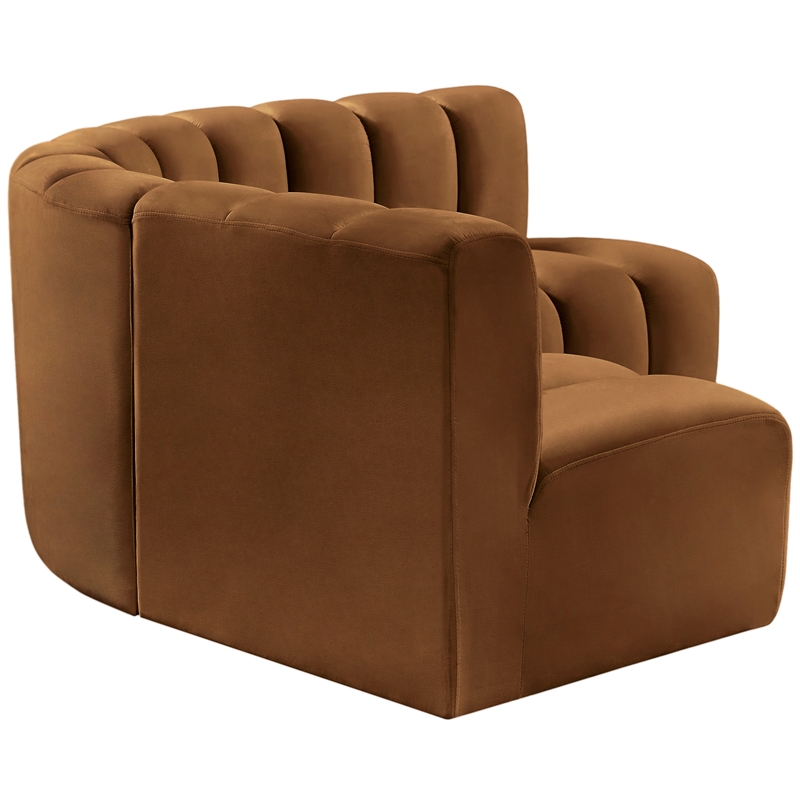 Bowery Hill Contemporary Soft Saddle Velvet Modular Sectional