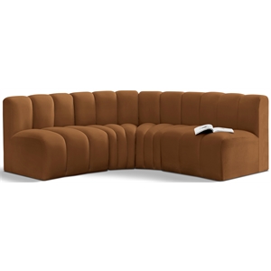Bowery Hill Contemporary Soft Saddle Velvet Modular Sectional