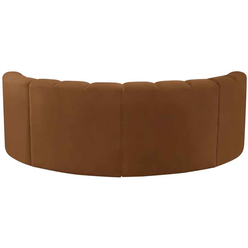 Bowery Hill Contemporary Soft Saddle Velvet Modular Sectional