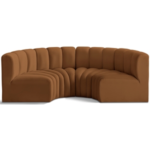 Bowery Hill Contemporary Soft Saddle Velvet Modular Sectional