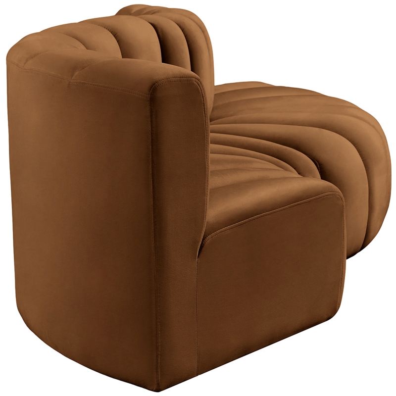 Bowery Hill Contemporary Soft Saddle Velvet Modular Sectional