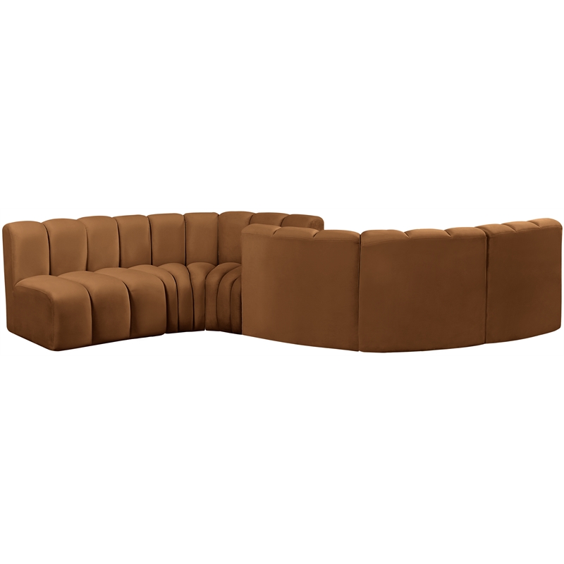 Bowery Hill Contemporary Soft Saddle Velvet Modular Sectional