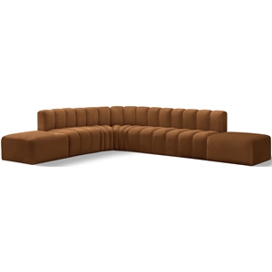 Bowery Hill Contemporary Soft Saddle Velvet Modular Sectional