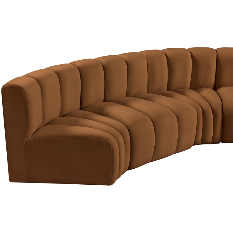 Bowery Hill Contemporary Soft Saddle Velvet Modular Sectional