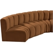 Bowery Hill Contemporary Soft Saddle Velvet Modular Sectional