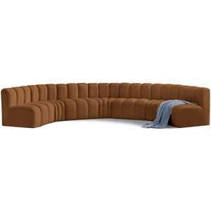 Bowery Hill Contemporary Soft Saddle Velvet Modular Sectional