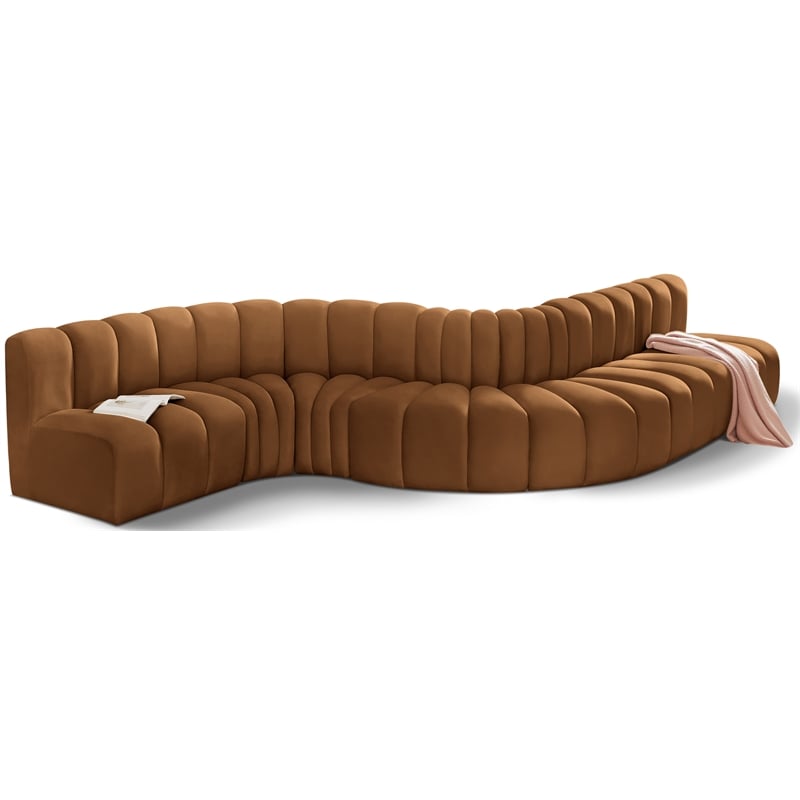 Bowery Hill Contemporary Soft Saddle Velvet Modular Sectional