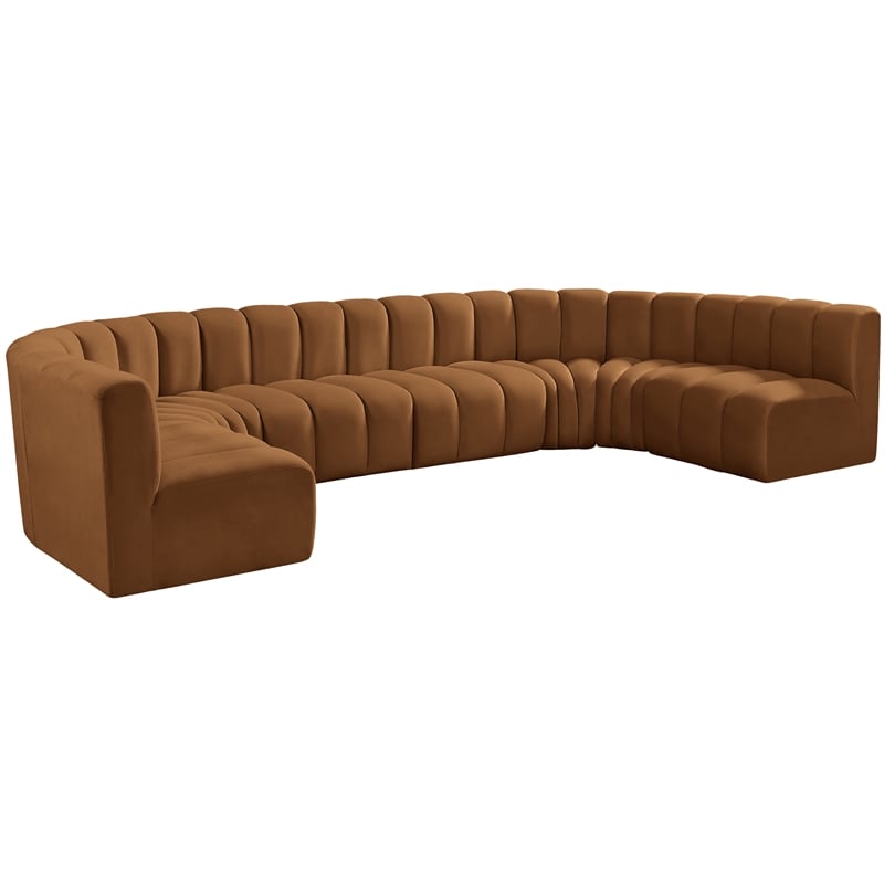 Bowery Hill Contemporary Soft Saddle Velvet Modular Sectional