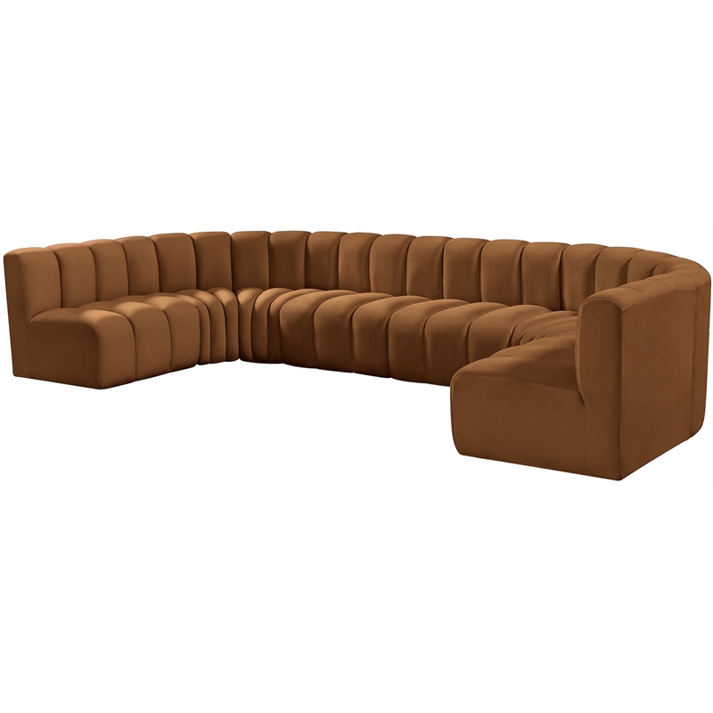 Bowery Hill Contemporary Soft Saddle Velvet Modular Sectional