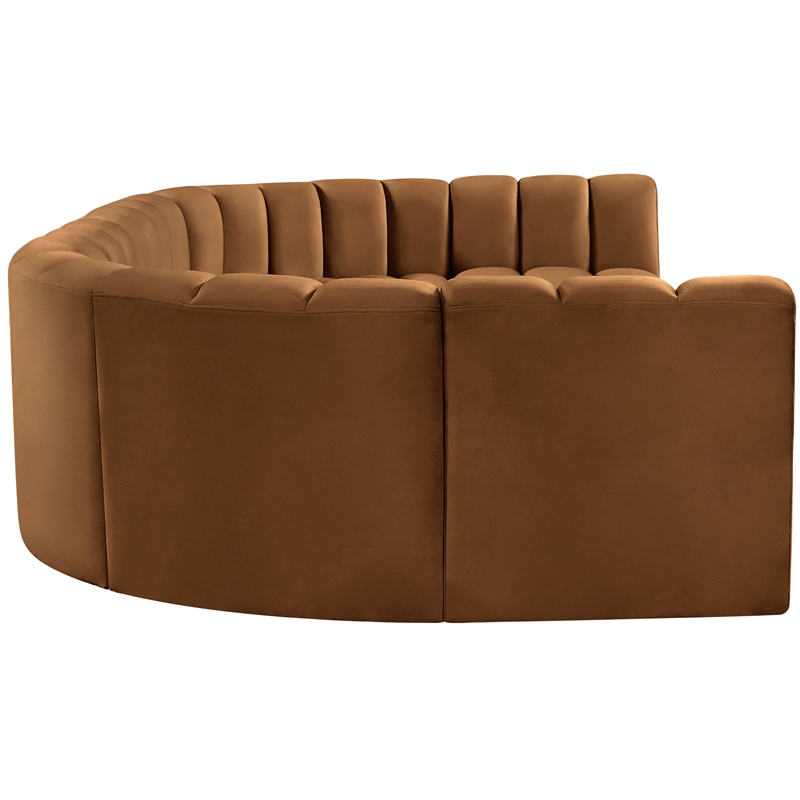 Bowery Hill Contemporary Soft Saddle Velvet Modular Sectional