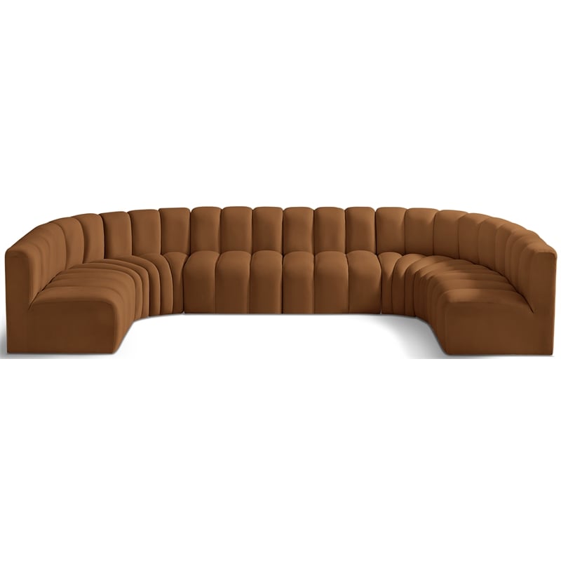 Bowery Hill Contemporary Soft Saddle Velvet Modular Sectional