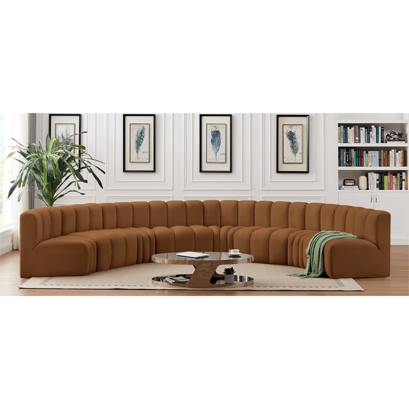 Bowery Hill Contemporary Soft Saddle Velvet Modular Sectional