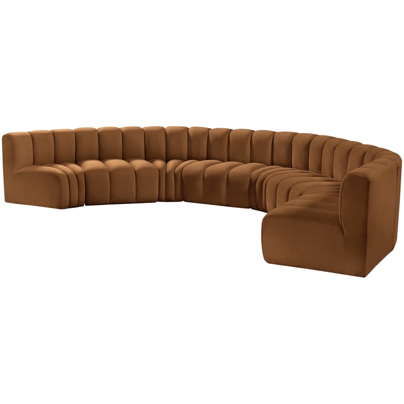 Bowery Hill Contemporary Soft Saddle Velvet Modular Sectional