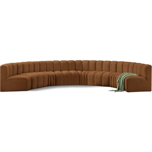 Bowery Hill Contemporary Soft Saddle Velvet Modular Sectional