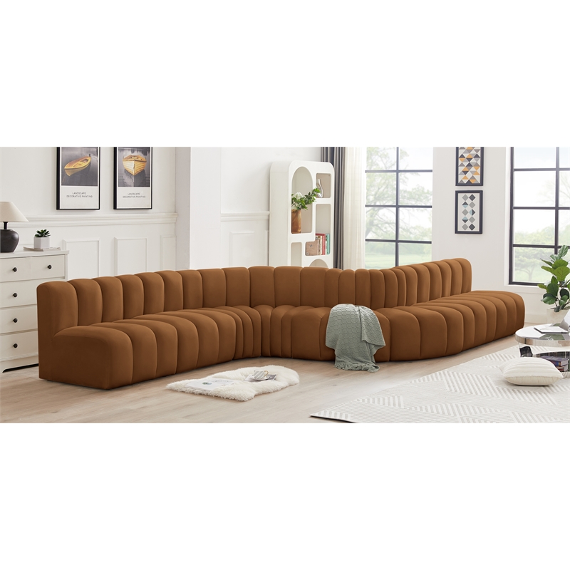 Bowery Hill Contemporary Soft Saddle Velvet Modular Sectional
