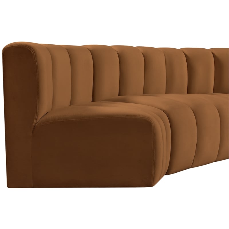 Bowery Hill Contemporary Soft Saddle Velvet Modular Sectional