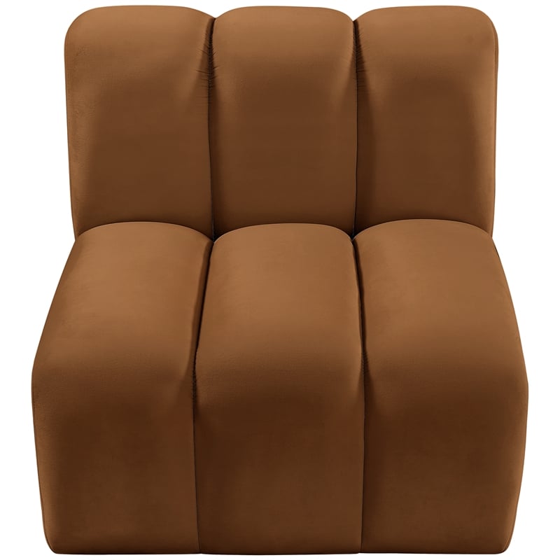Bowery Hill Contemporary Deep Channel Tufted Soft Saddle Velvet Straight Chair