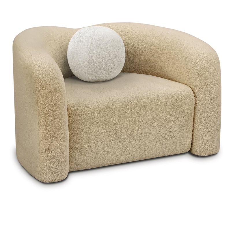 Bowery Hill Contemporary Beige Faux Shearling Teddy Fabric Chair