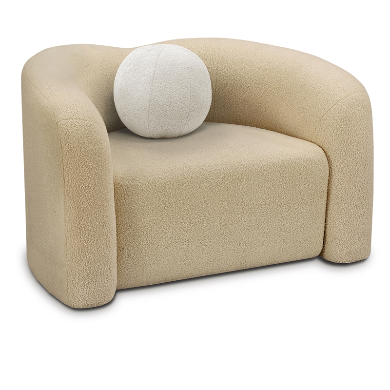 Bowery Hill Contemporary Beige Faux Shearling Teddy Fabric Chair