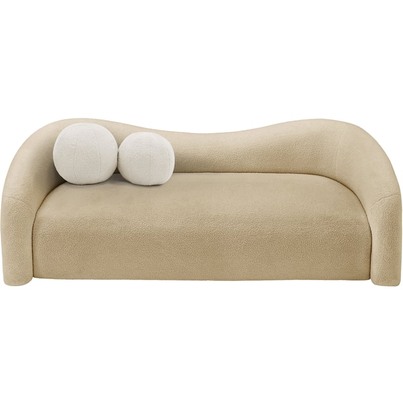 Bowery Hill Contemporary Beige Faux Shearling Teddy Fabric Sofa