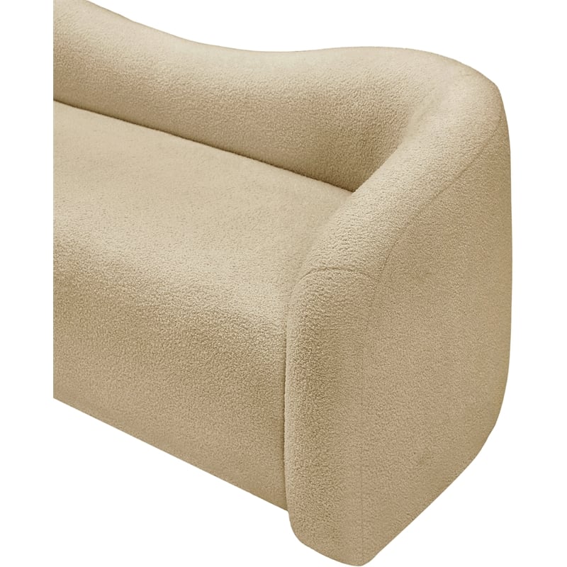 Bowery Hill Contemporary Beige Faux Shearling Teddy Fabric Sofa