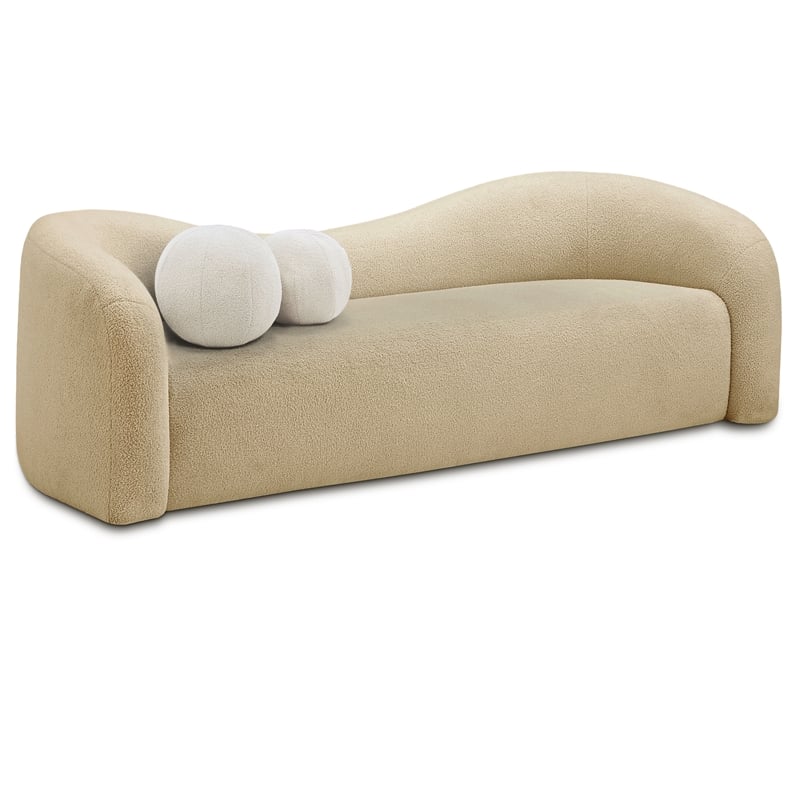 Bowery Hill Contemporary Beige Faux Shearling Teddy Fabric Sofa