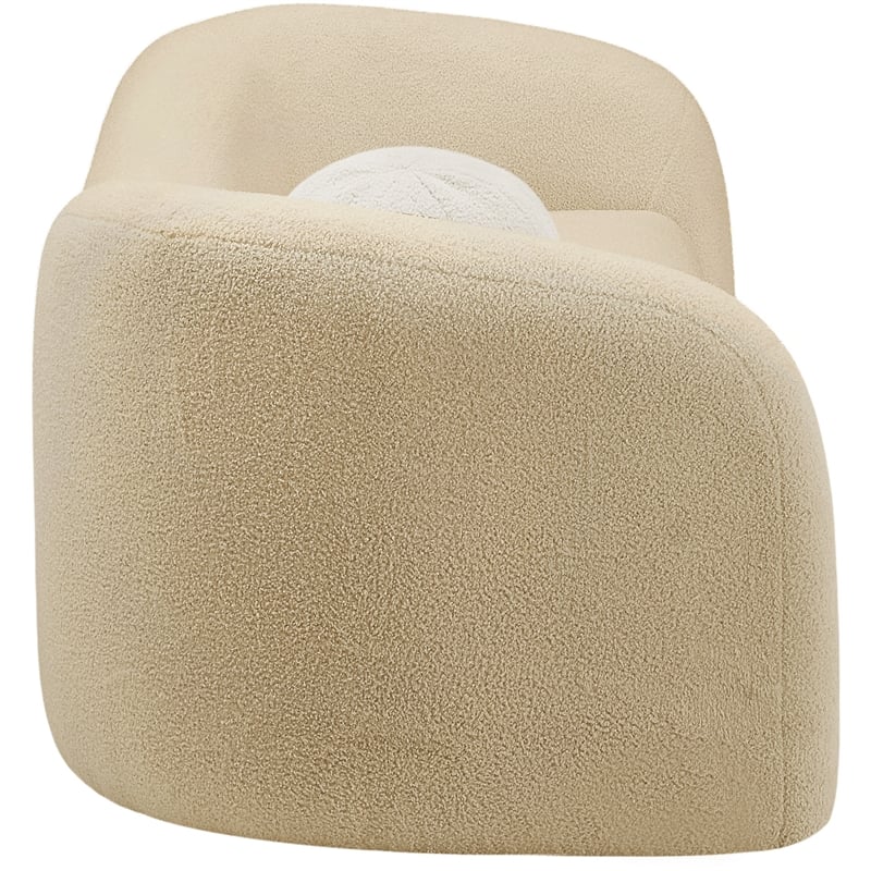 Bowery Hill Contemporary Beige Faux Shearling Teddy Fabric Sofa