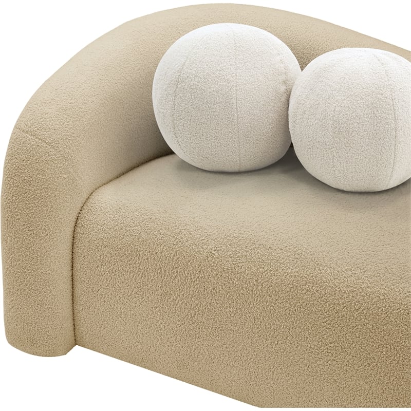 Bowery Hill Contemporary Beige Faux Shearling Teddy Fabric Sofa