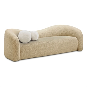 Bowery Hill Contemporary Beige Faux Shearling Teddy Fabric Sofa