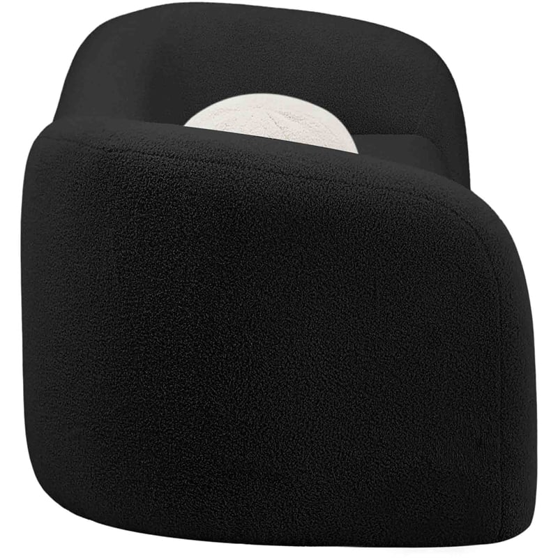 Bowery Hill Contemporary Black Faux Shearling Teddy Fabric Sofa