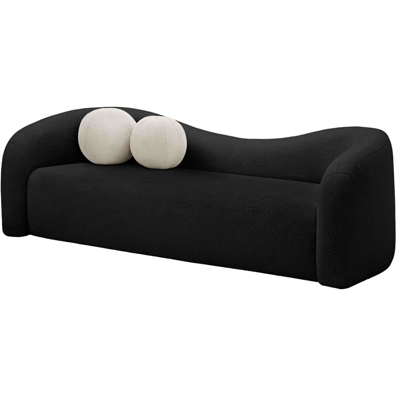 Bowery Hill Contemporary Black Faux Shearling Teddy Fabric Sofa