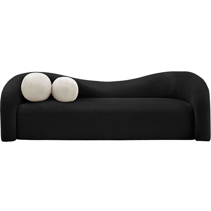 Bowery Hill Contemporary Black Faux Shearling Teddy Fabric Sofa