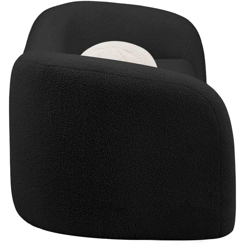 Bowery Hill Contemporary Black Faux Shearling Teddy Fabric Sofa