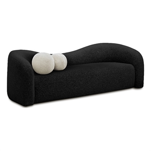 Bowery Hill Contemporary Black Faux Shearling Teddy Fabric Sofa