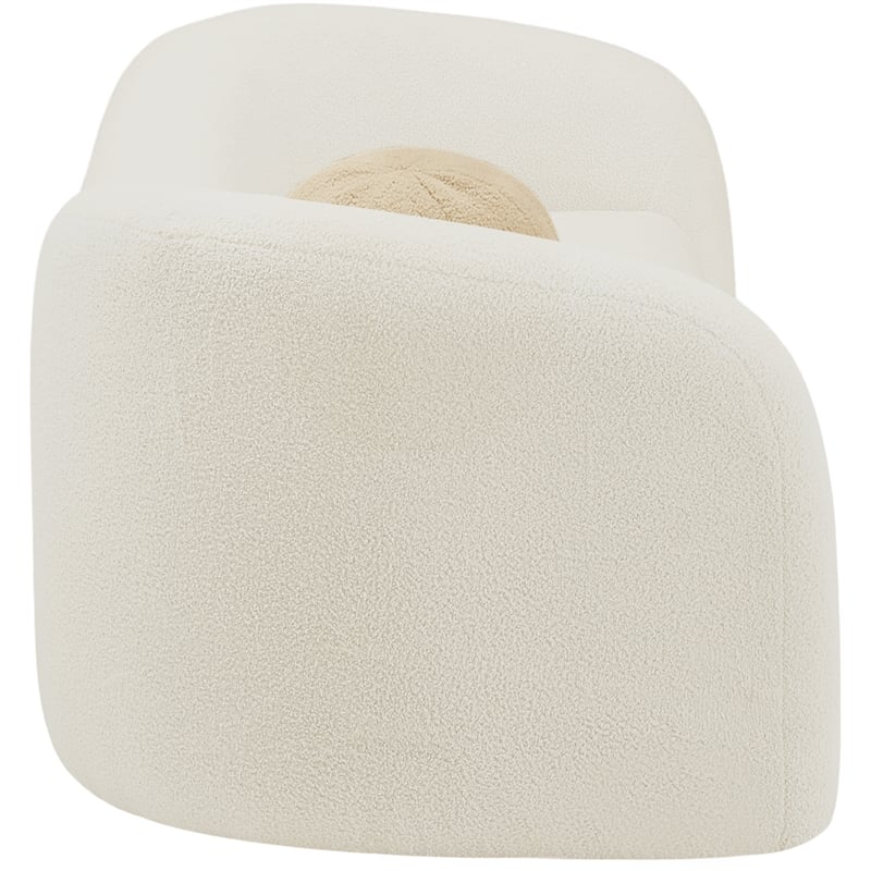 Bowery Hill Contemporary Cream Faux Shearling Teddy Fabric Sofa