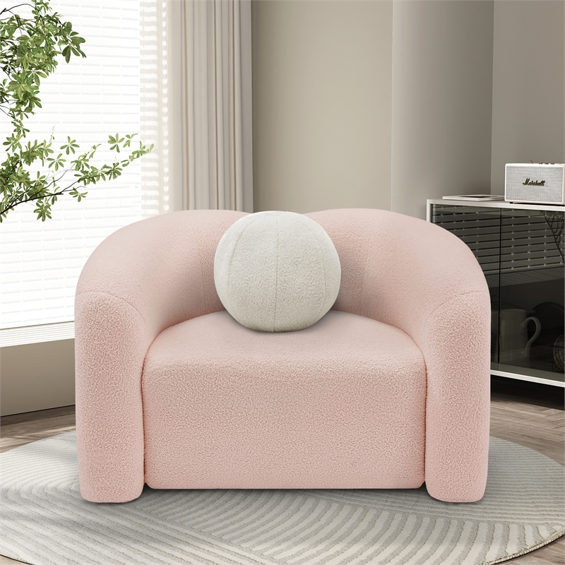 Bowery Hill Contemporary Pink Faux Shearling Teddy Fabric Chair
