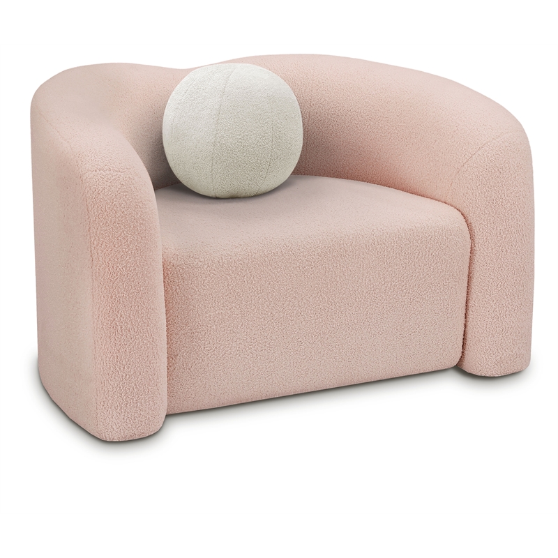 Bowery Hill Contemporary Pink Faux Shearling Teddy Fabric Chair