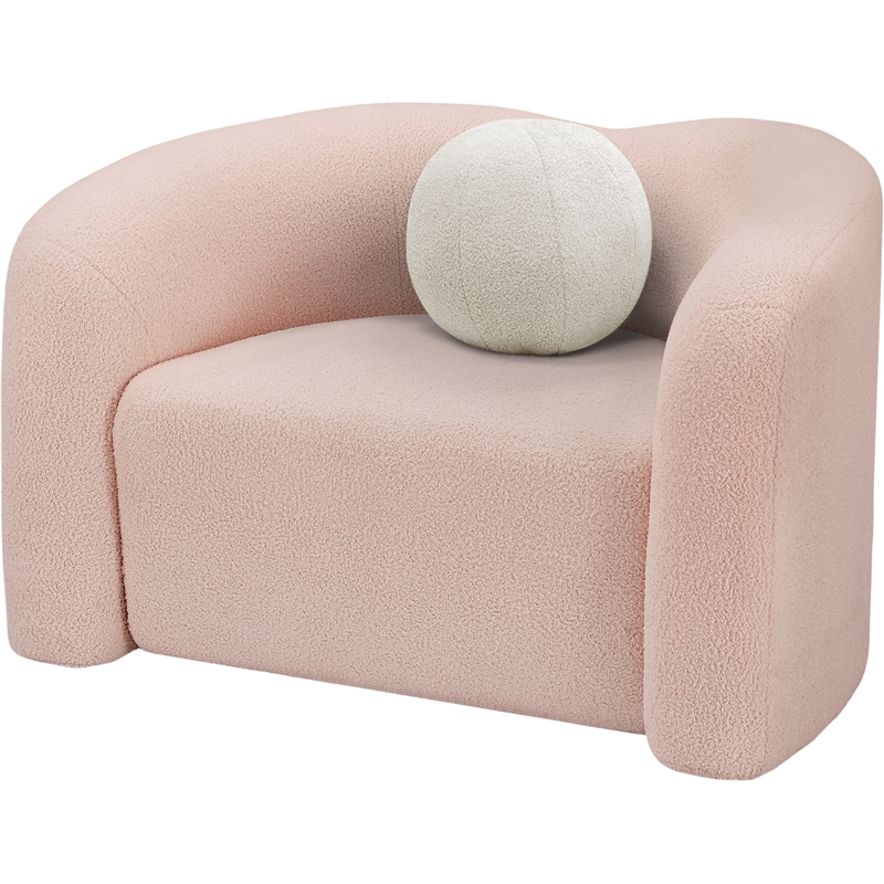 Bowery Hill Contemporary Pink Faux Shearling Teddy Fabric Chair