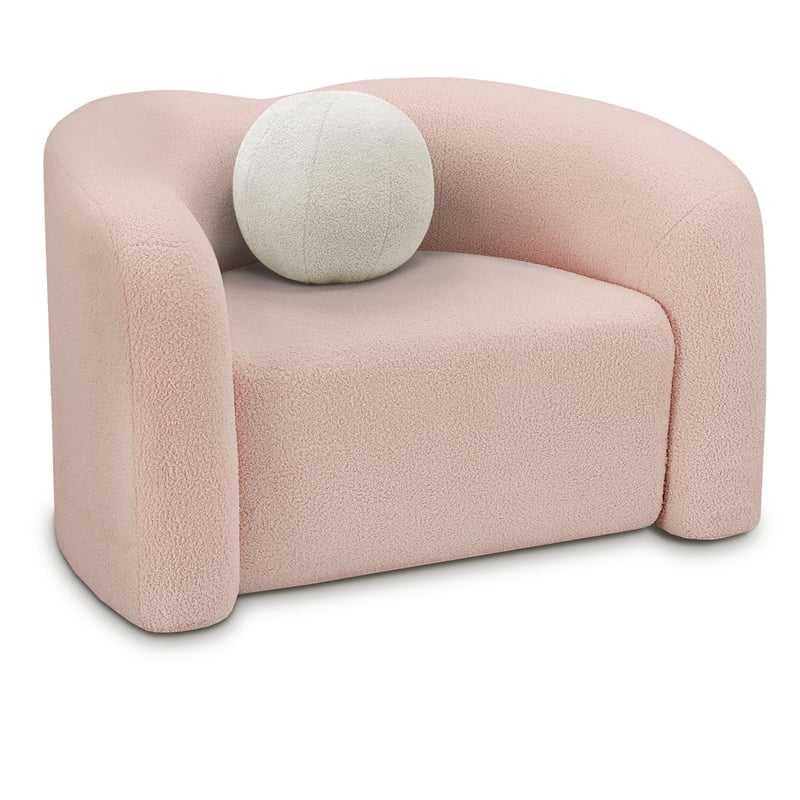 Bowery Hill Contemporary Pink Faux Shearling Teddy Fabric Chair