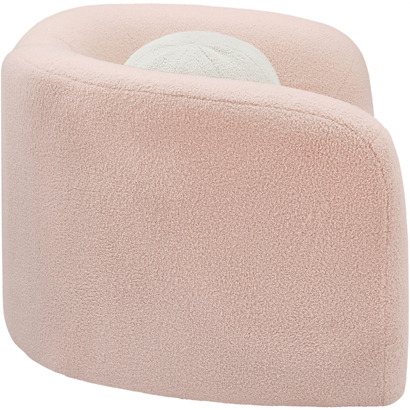 Bowery Hill Contemporary Pink Faux Shearling Teddy Fabric Chair